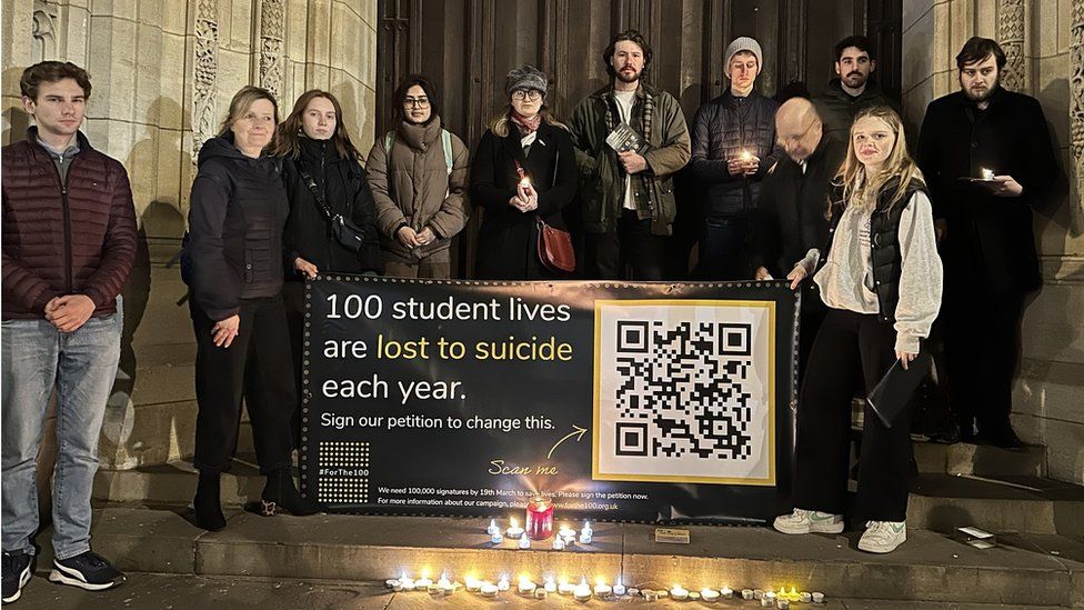Vigil with candles outside Bristol University