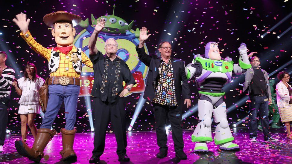 (L-R) Composer Randy Newman of Toy Story 1,2 and 3 and director John Lasseter of Toy Story 4