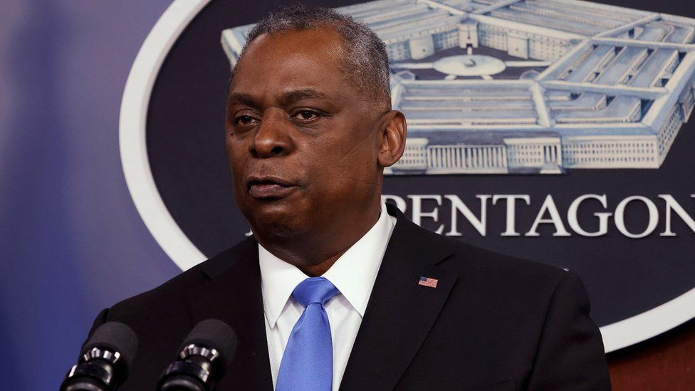 US Defense Secretary Lloyd Austin speaks to Defense Department personnel during a visit by U.S. President Joe Biden at the Pentagon in Arlington, Virginia, U.S., February 10, 2021.