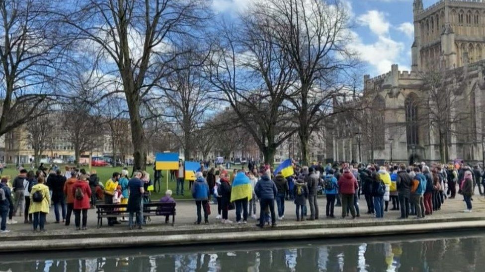 Protest on College Green in Bristol