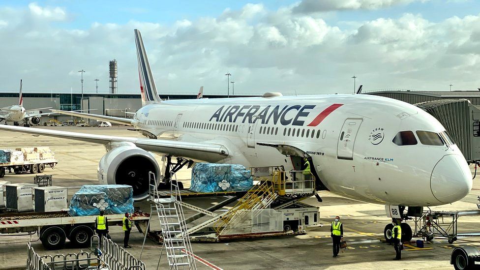 An Air France Boeing 787-9 Dreamliner prepares to depart from Charles De Gaule International Airport (CDG) on November 19, 2020