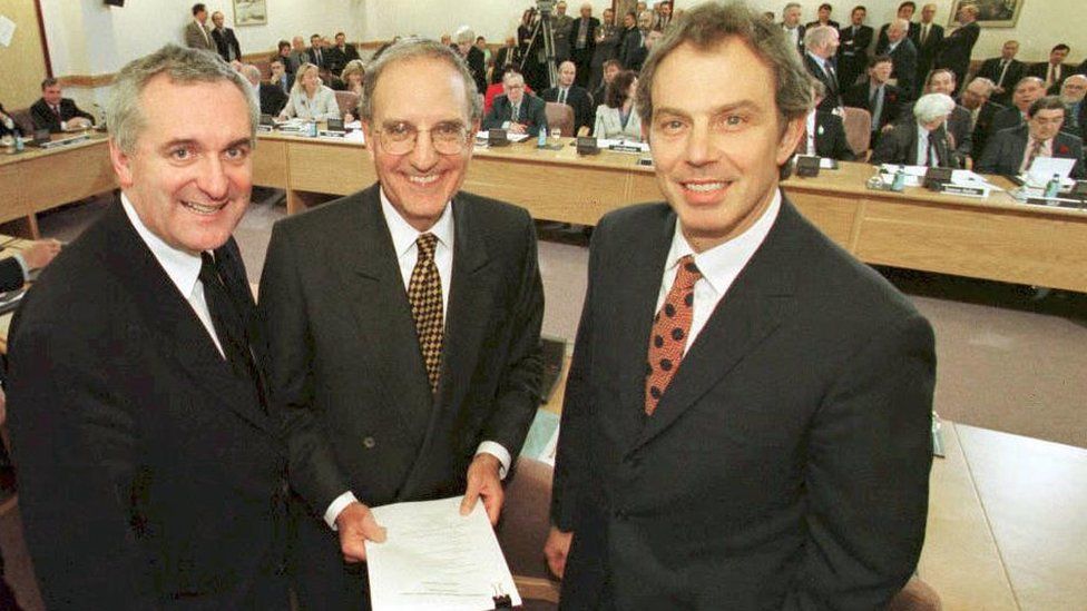 Blair and Ahern with Good Friday Agreement