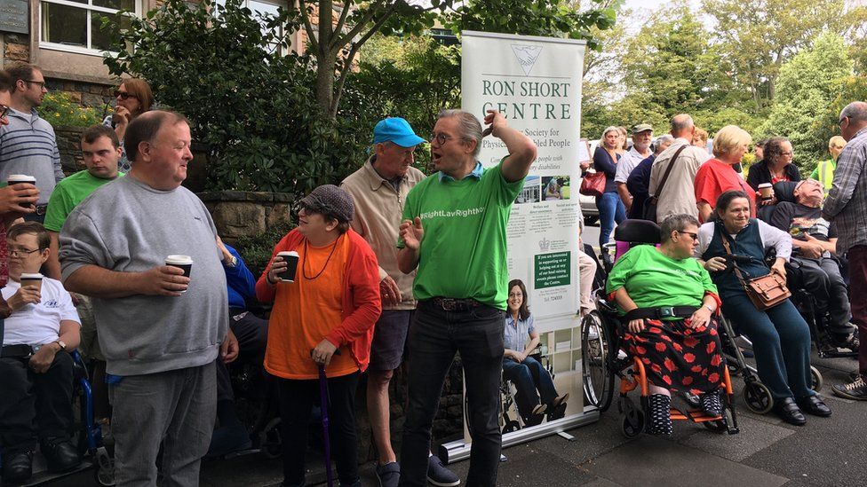 Protesters from Guernsey Society for Physically Disabled People