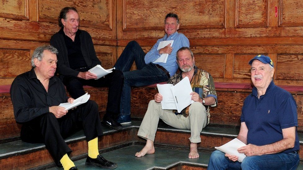 The Monty Python team as pictured in 2014