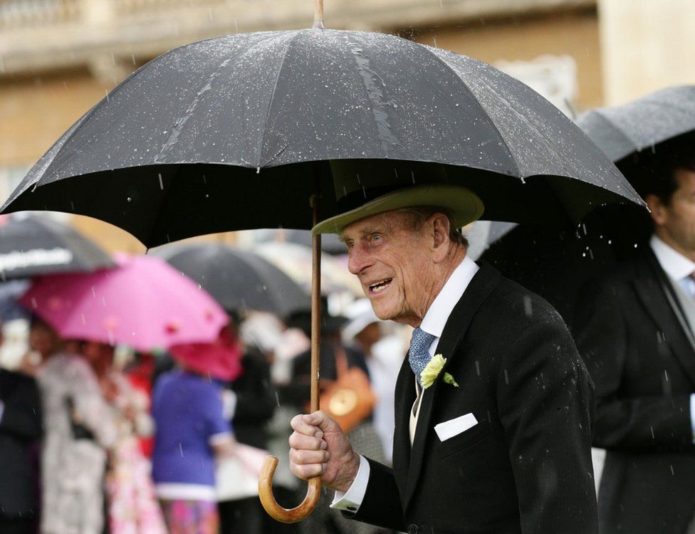 Prince Philip at Buckingham Palace garden party (2014)