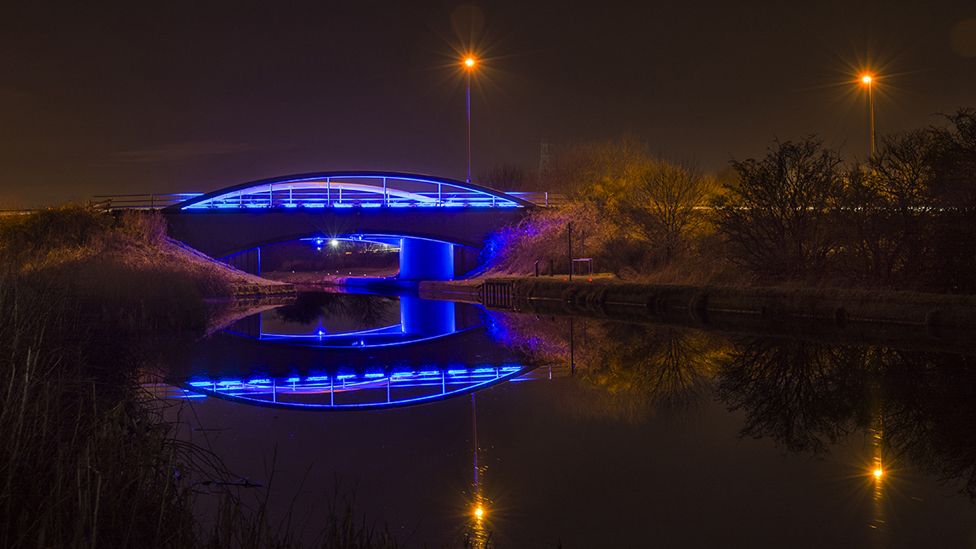 Blue bridge at the Helix, Falkirk