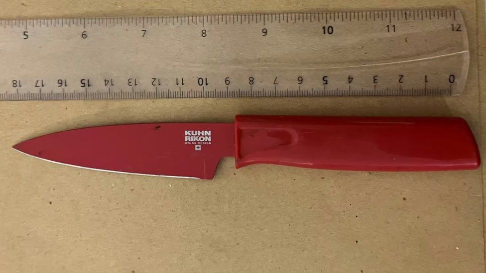 Police image of the knife used to cut off Gustavson's genitalia