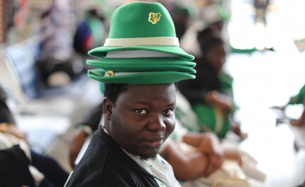 A Nigerian fan waits for a flight at Sheremetyevo International Airport in Moscow, Russia, June 17, 2018