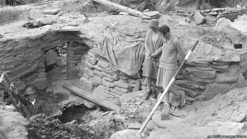 Archaeological dig at Skara Brae