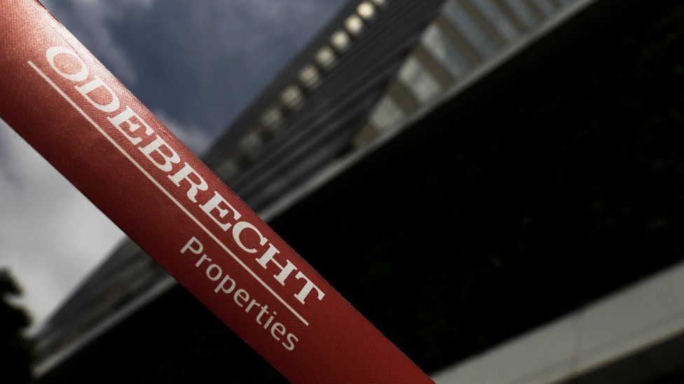 Odebrecht logo at company HQ in Sao Paulo