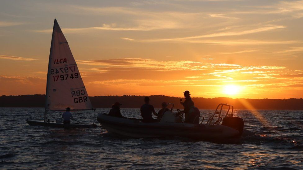 Harry White sailing in his dinghy