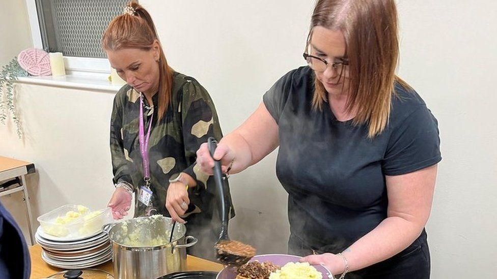 Dishing up dinner at Dyke House Community Resource Centre