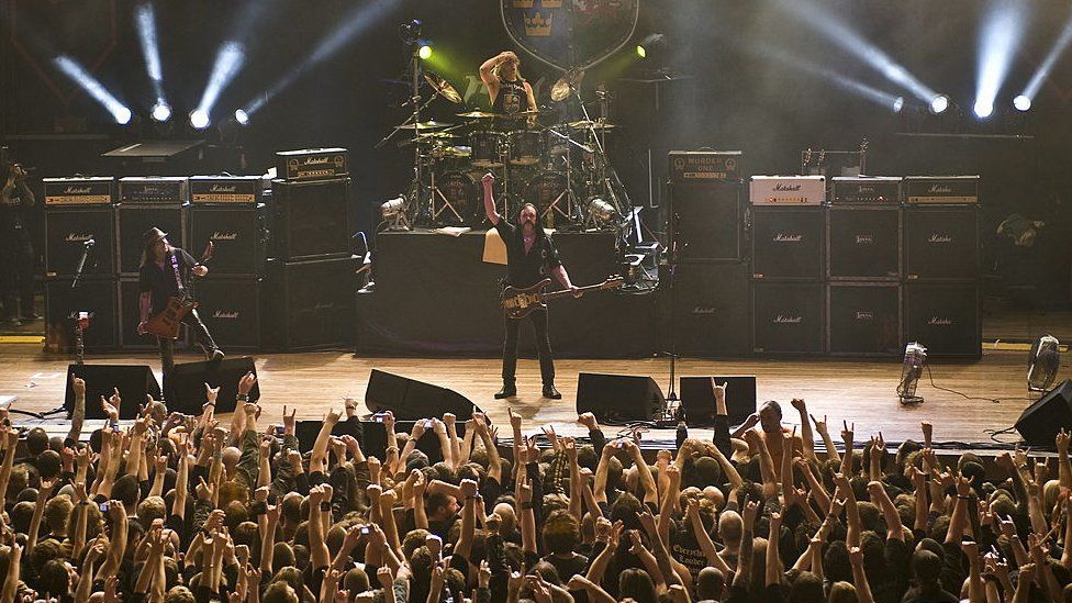 CIVIC HALL Photo of MOTORHEAD and LEMMY and Phil CAMPBELL and Mikkey DEE, Group performing on stage 2008