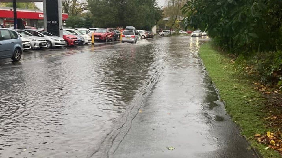 Flooded A592 Rayrigg Road, Windermere