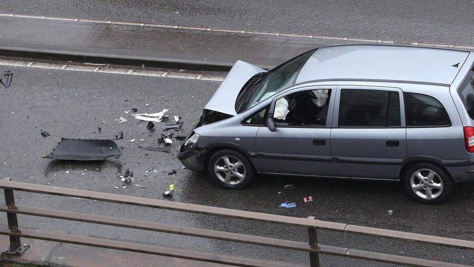 Two people escaped with minor injuries from the crash