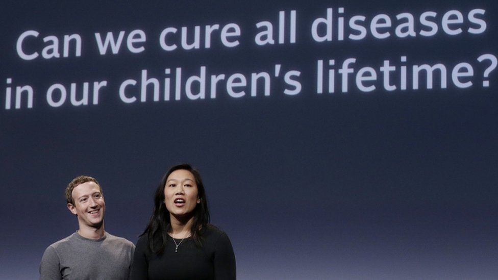 Facebook CEO Mark Zuckerberg, left, and his wife, Priscilla Chan, at an event in San Francisco