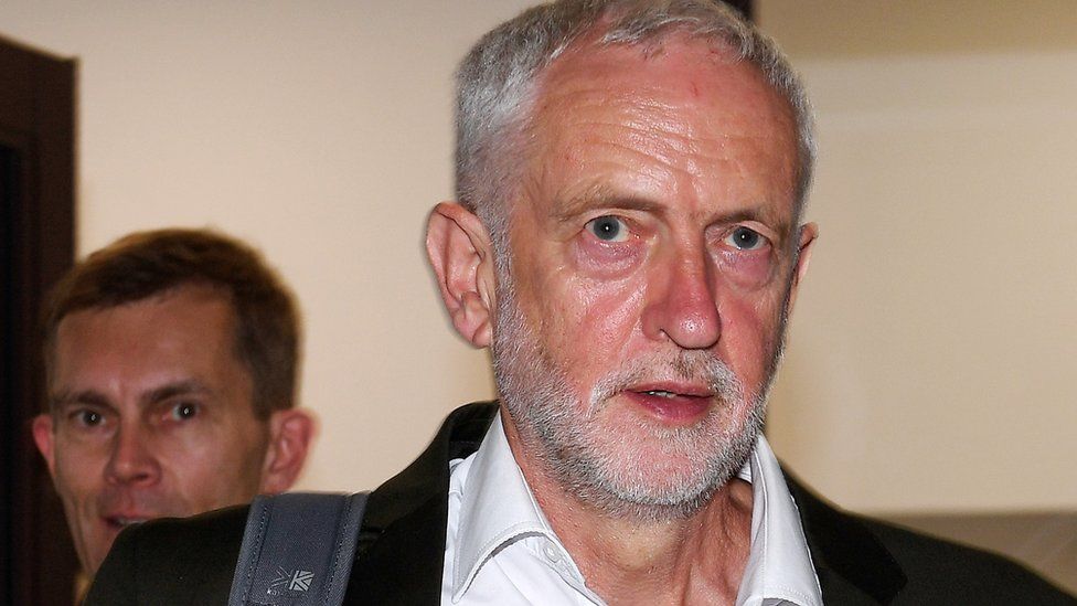Jeremy Corbyn leaving a meeting at Labour's headquarters on 4 September 2018
