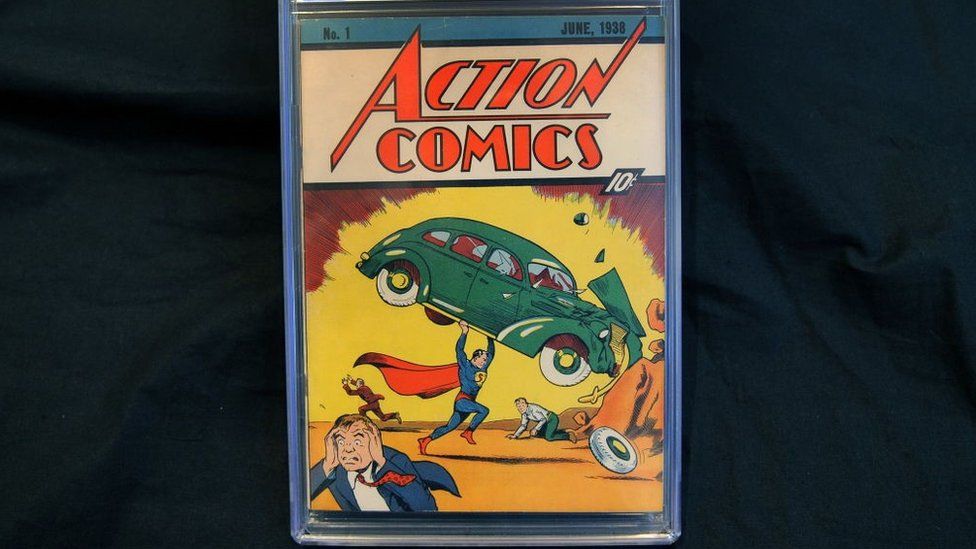 Action Comics #1 comic book of 1938 is pictured on February 23, 2010 in New York