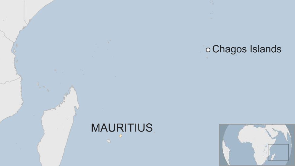 Map showing Mauritius and the Chagos Islands