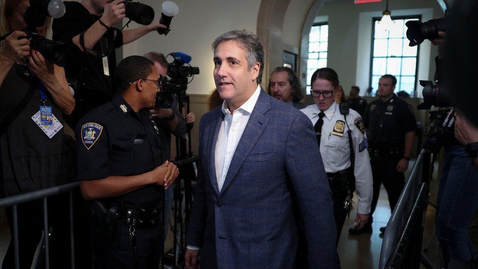 Michael Cohen, Donald Trump's ex-lawyer, arrives in court where he will testify against his former boss