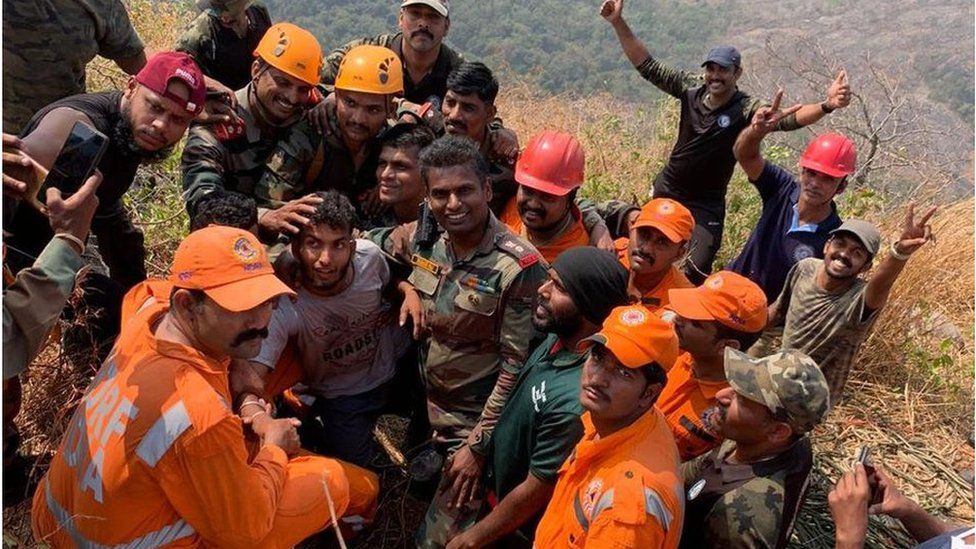 The Indian army team rescued Kerala trekker trapped in hill crevice for 48 hours