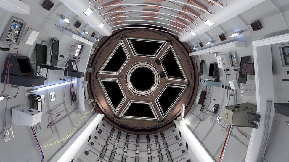 An interior of the ISS