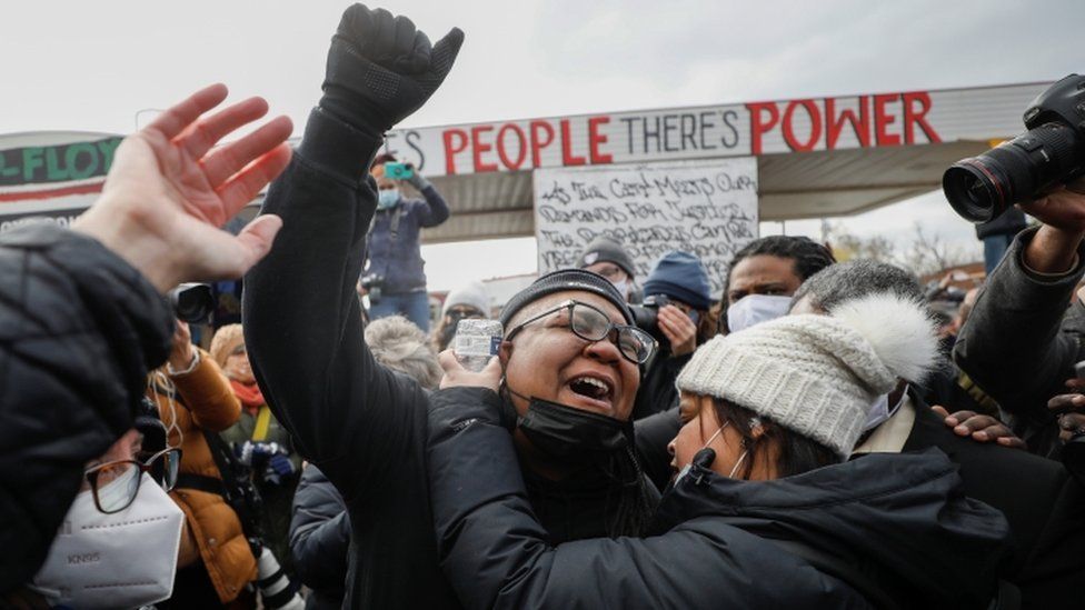 People react after the verdict