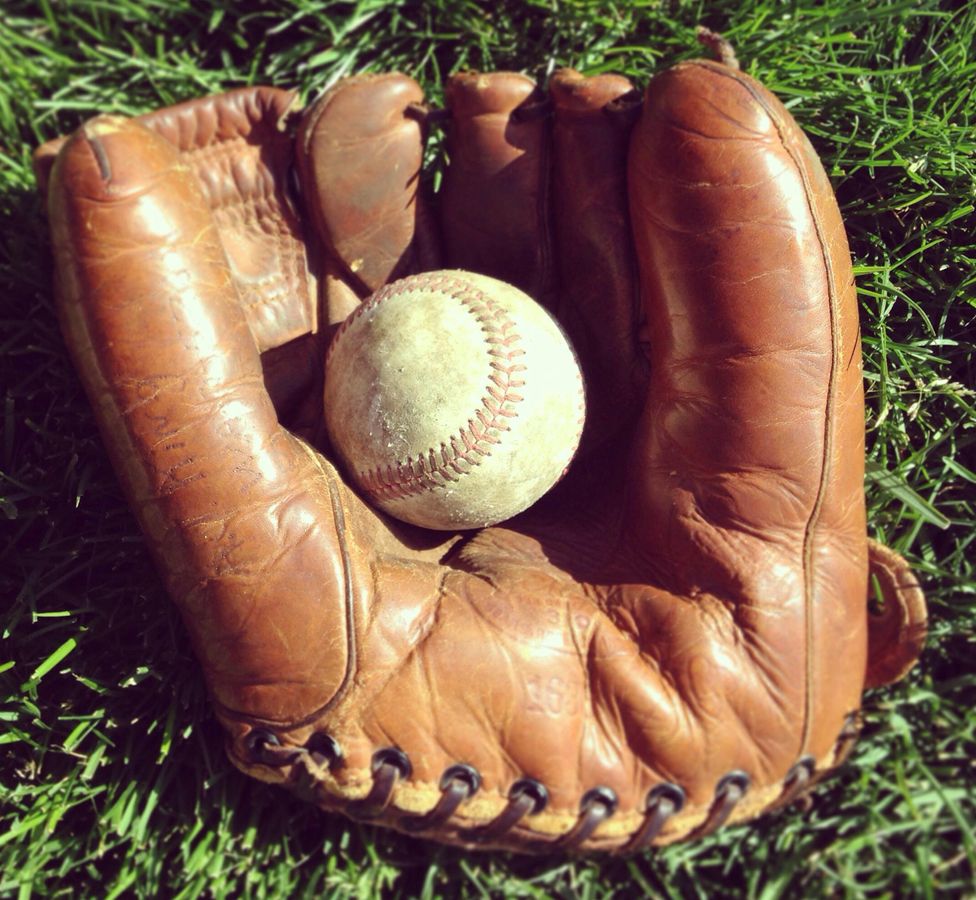 Baseball mitt and ball