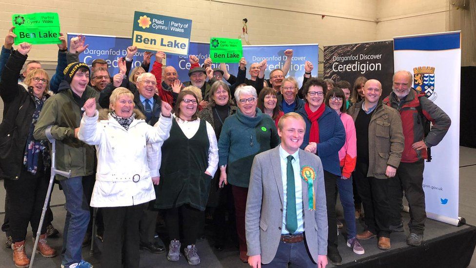 In Ceredigion, supporters of Plaid's Ben Lake were delighted as he was re-elected as the constituency's MP
