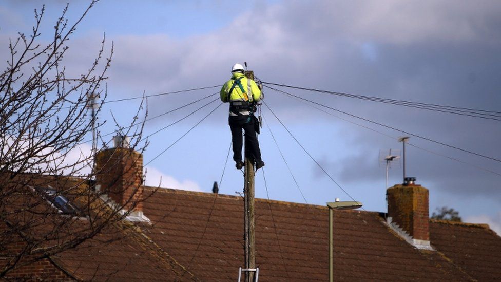 Engineer up telegraph pole