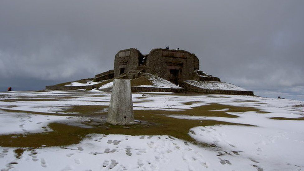 A photo of the summit of Moel Famau in the Clwydian Range