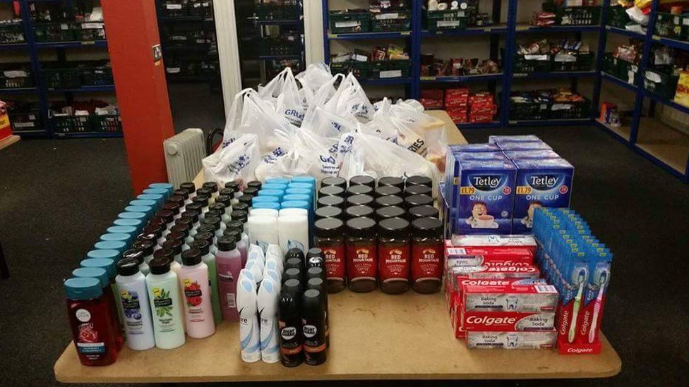 Toiletries donated to the food bank