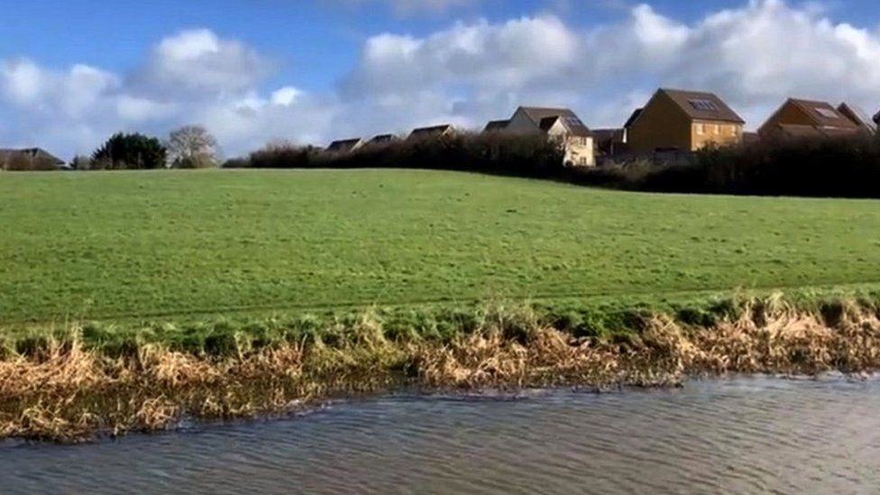 Planned Site Of 28 Homes On Derham Close In Creech St. Michael, Seen From The Bridgwater And Taunton Canal