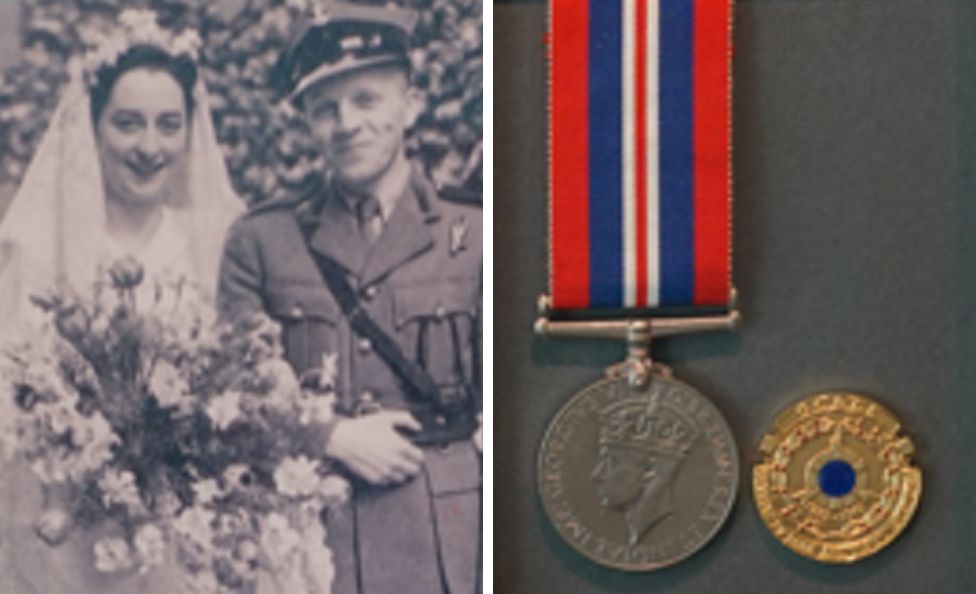 (Left) June Randle married British Army Major Stanislaw Wrobel (right) her service medals