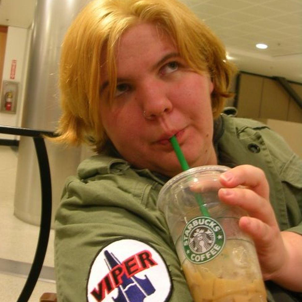 Katje at Dragon Con, cosplaying Starbuck from Battlestar Galactica
