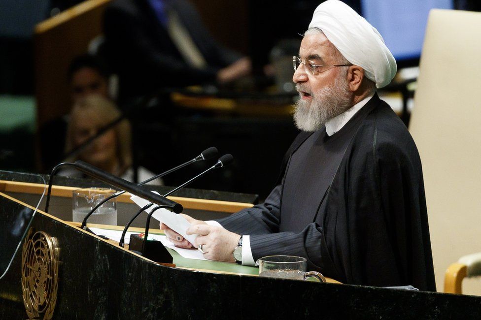 Hassan Rouhani speaking at the UN General Assembly