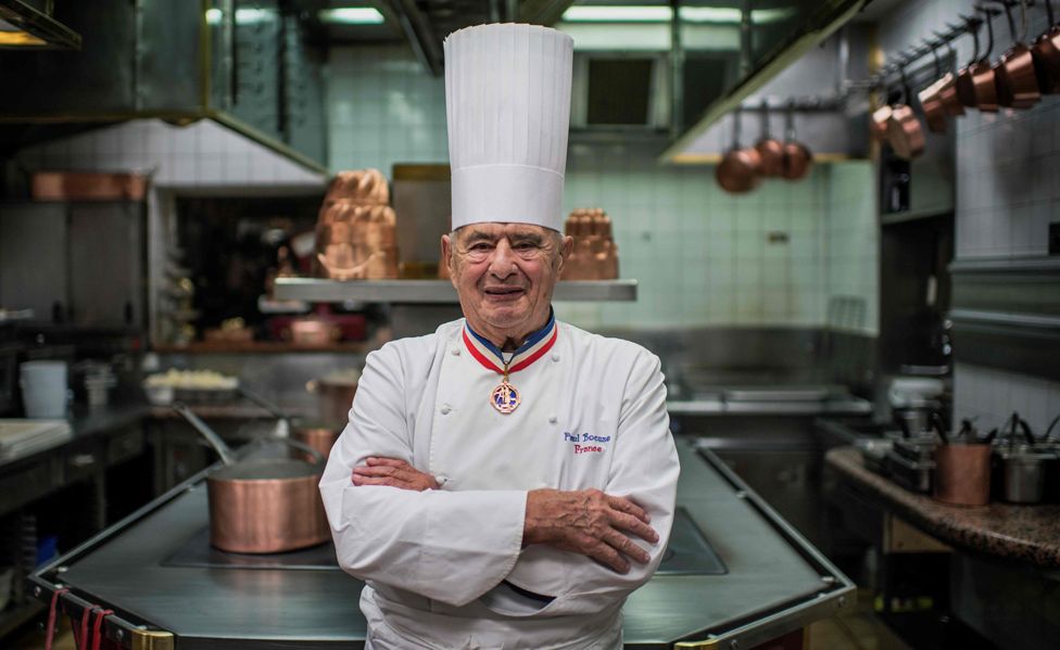 Bocuse in his kitchen at L'Auberge in 2012