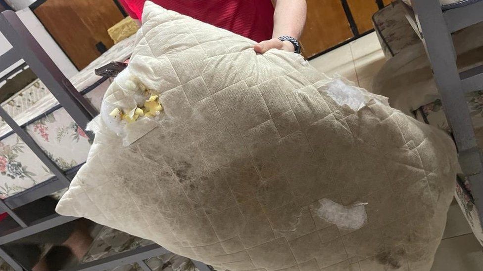 Stained pillow case