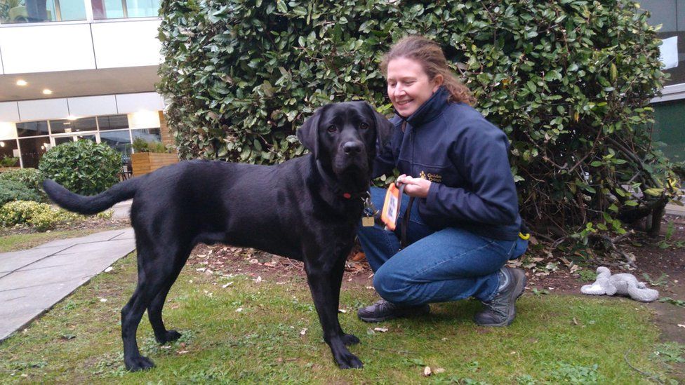 Sian and training guide dog Hector