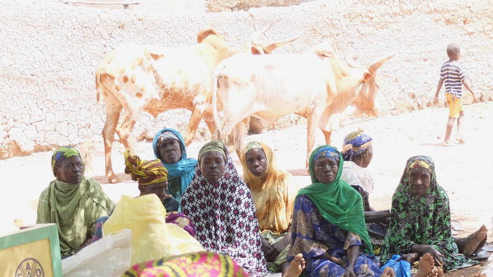Women in the village of Baramadougou, central Mali