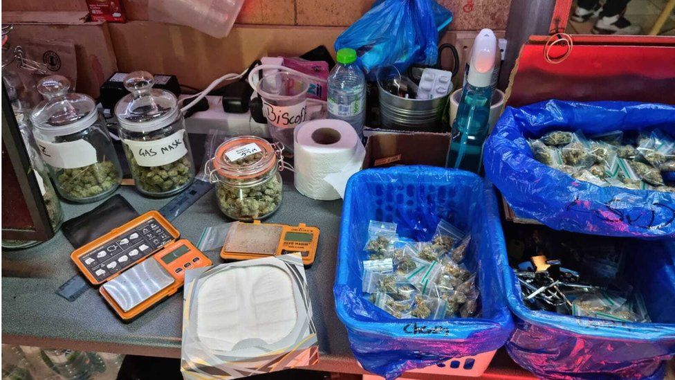 Cannabis in jars inside one of the properties