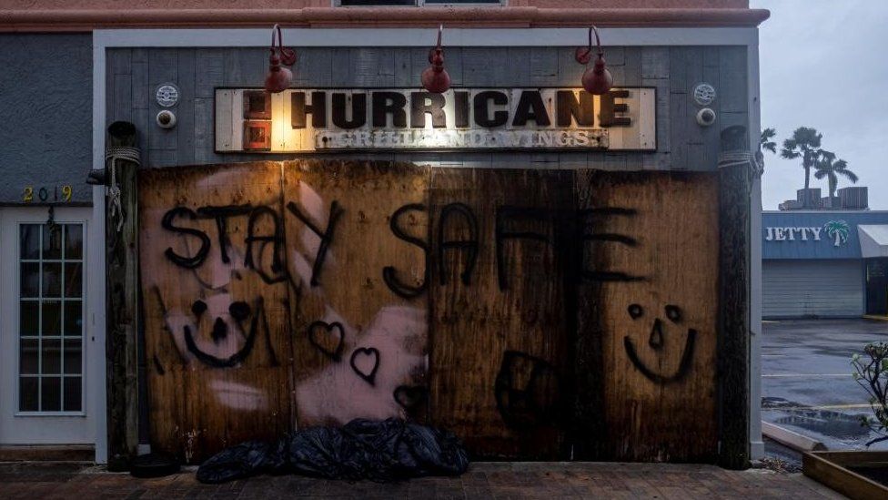 A boarded-up business in Fort Pierce, Florida