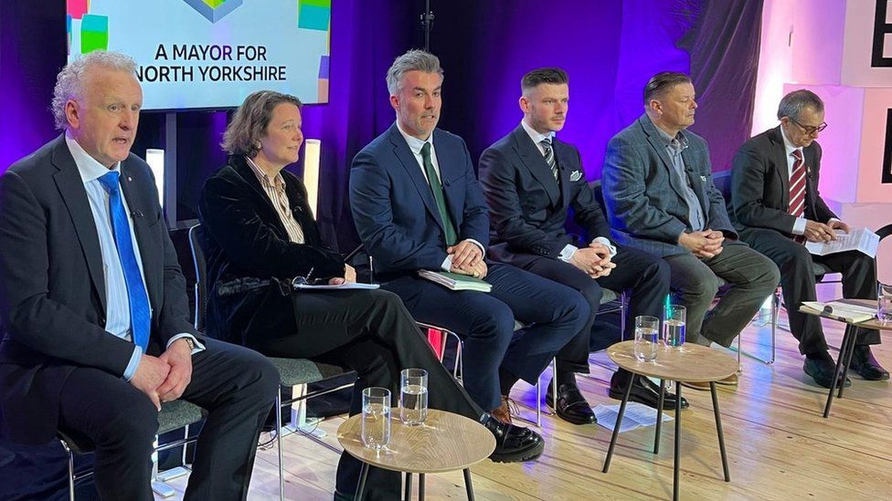 The six mayoral candidates taking part in a live debate
