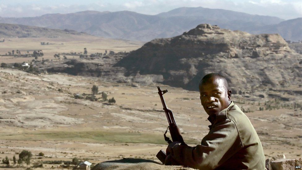Ethiopian soldier near Eritrean border, 2005 file pic