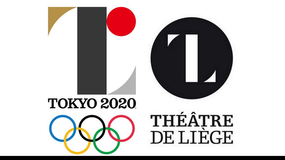 composite image showing scrapped Tokyo logo and Theatre de Liege design