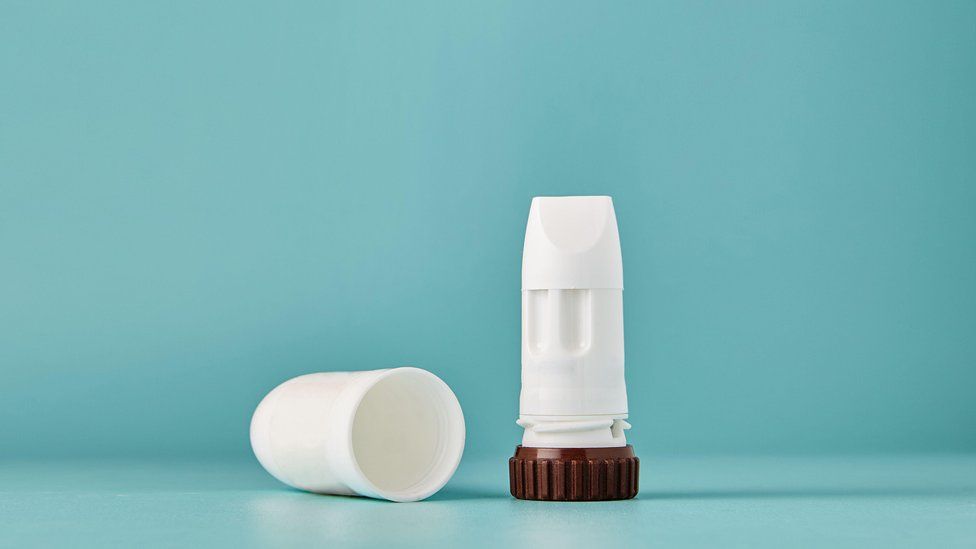 An inhaler similar to the one used in the budesonide trial