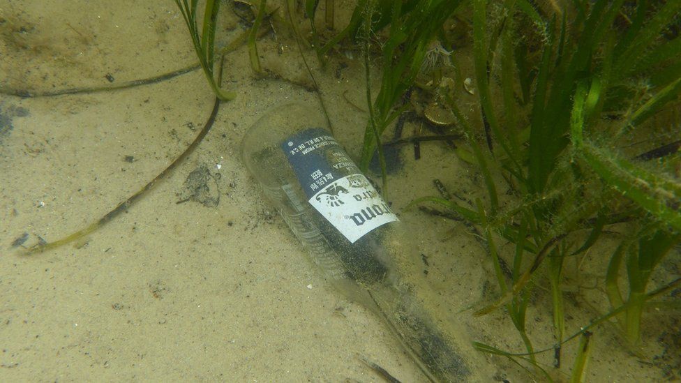 Bottle on seabed