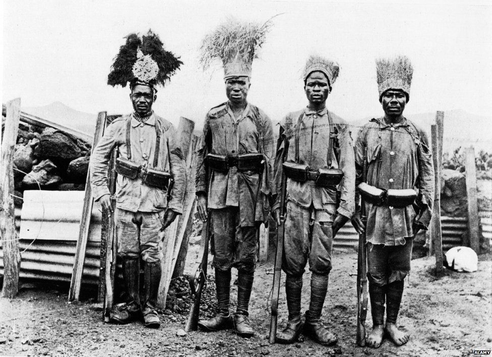 Askari patrol reports back in World War One in the colonies of German East Africa - now Tanzania