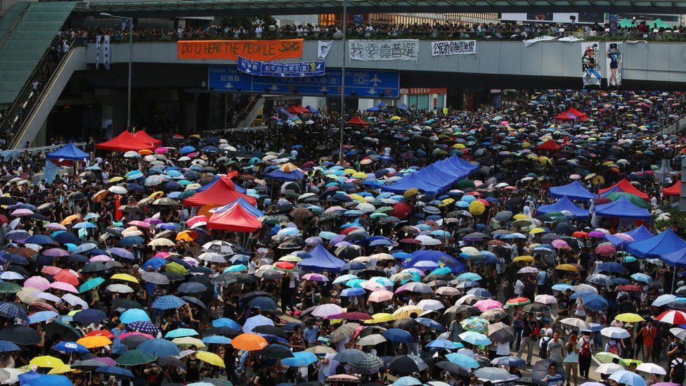 Акция протеста «Зонтичного движения» в Гонконге, 2014 г.