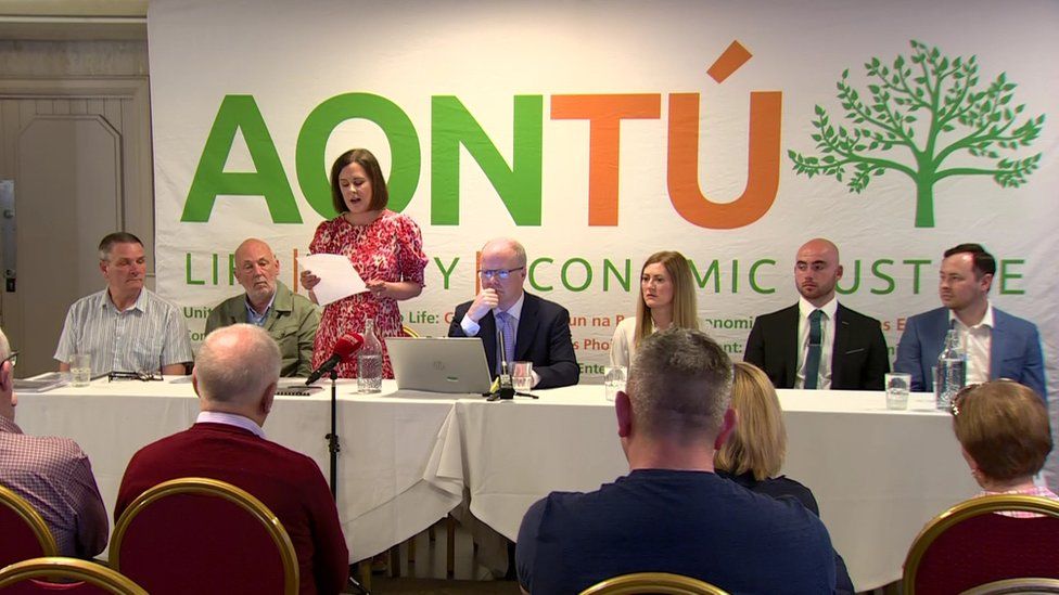 Aontú party members launching manifesto in west Belfast